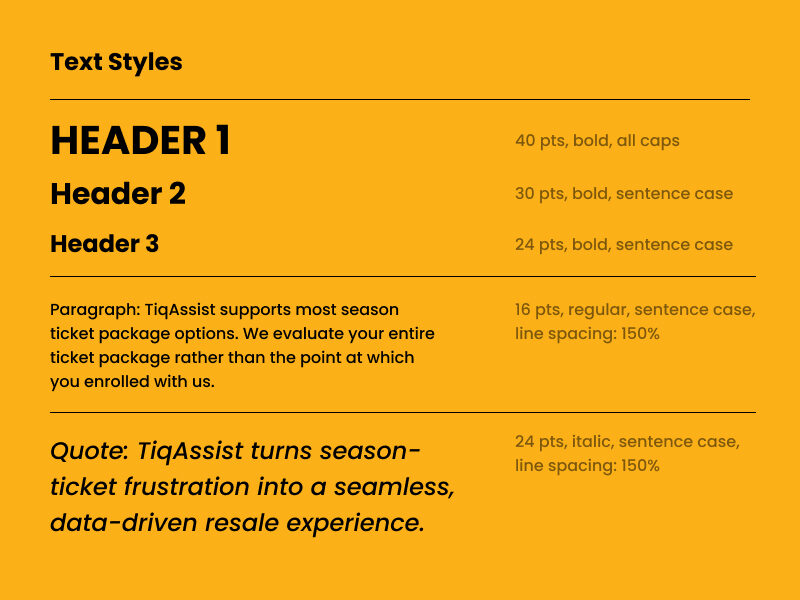 TIQassist design system typography and text styles