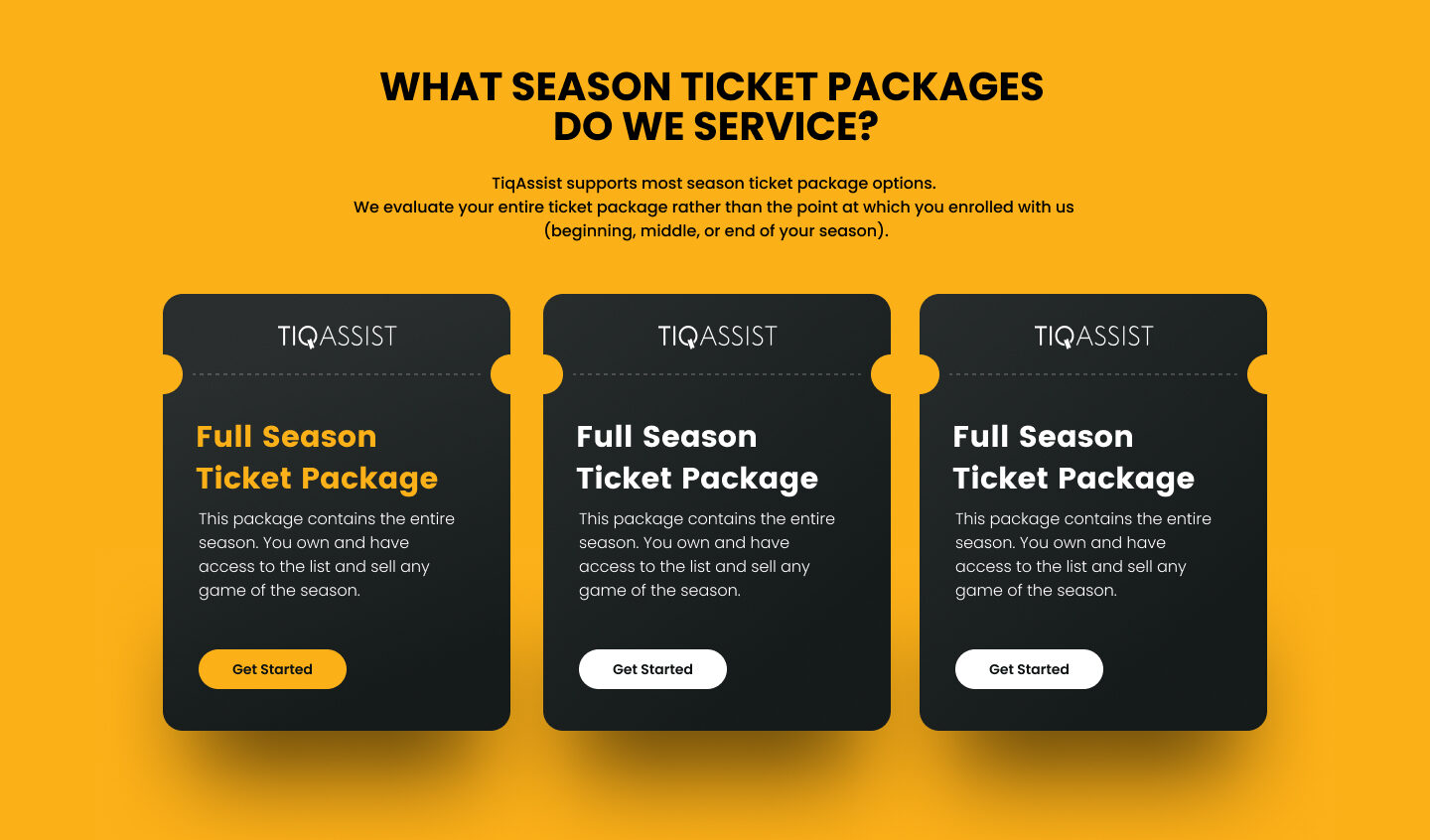 TIQassist season ticket packages service options